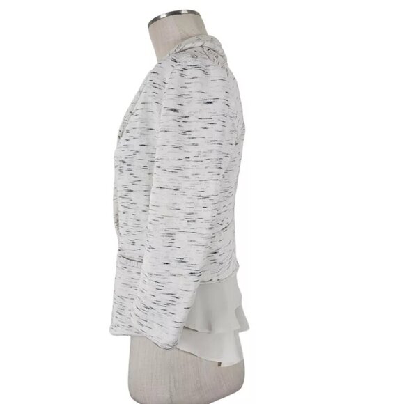 Anthropologie Cartonnier Blazer Size XS Knit Chiffon Ruffle Pockets Speckled - Picture 3 of 13